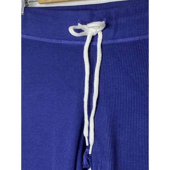 NWT Monrow Womens Ribbed Cuff Sweatpants Size Medium Lounge Wear Blue Drawstring - Picture 7 of 10